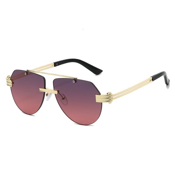 2026 New Personalized Double Bridge Sunglasses, Popular on European and American Instagram, Versatile Rimless Aviator Glasses