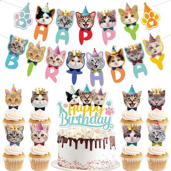 Pet Cat Party Decoration Supplies Banner Cake Topper L26713