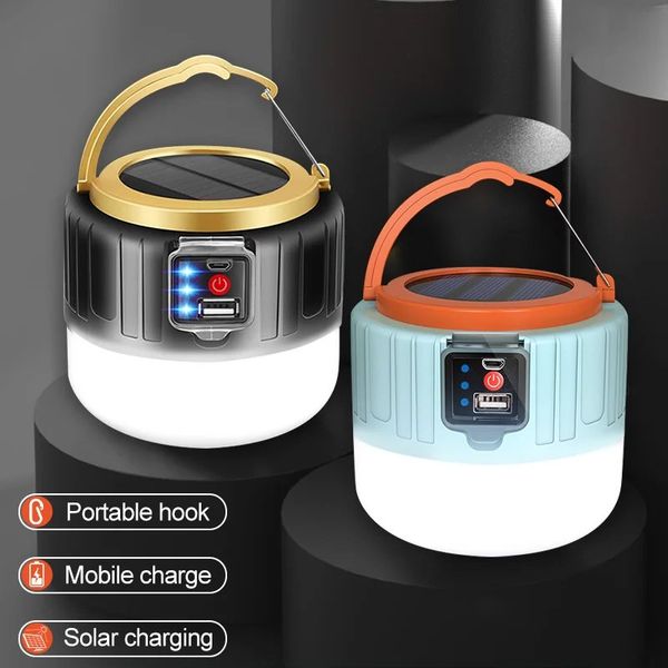 Waterproof Solar Powered Emergency Light Portable Camping Lantern with Incandescent Bulbs