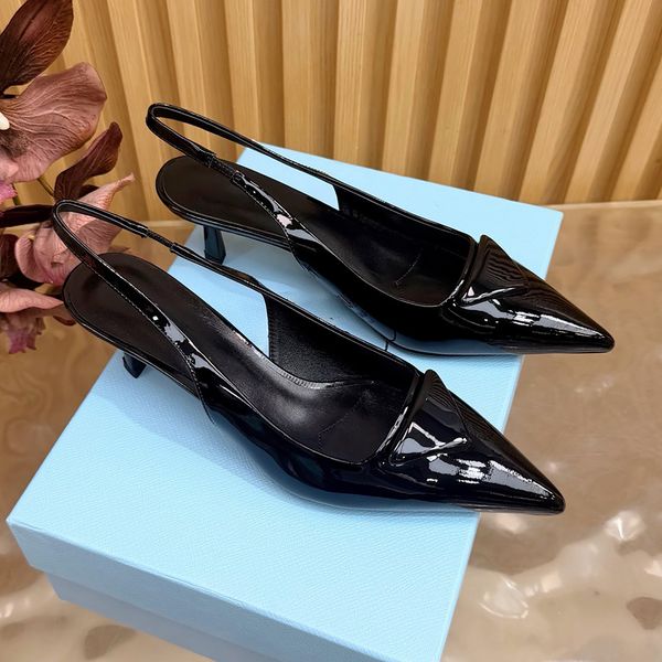 2026 Italian style pointed thin heel empty sandals for women, made of genuine leather, summer single shoes, fashionable women's shoes
