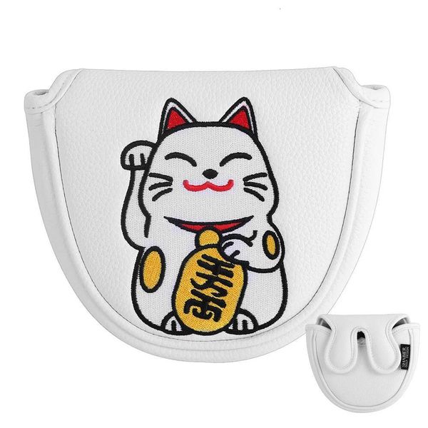 Japan Cat Mount Full Embroidery Magnetic Closure Center shafted Mallet cover Golf Blade Putter Cover 26Y0708