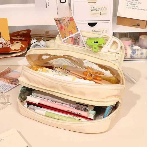 Pencil 1pc Stationery Bag Case Large Capacity Pen Box Cosmetics Portable Gifts 260715BJ M260814