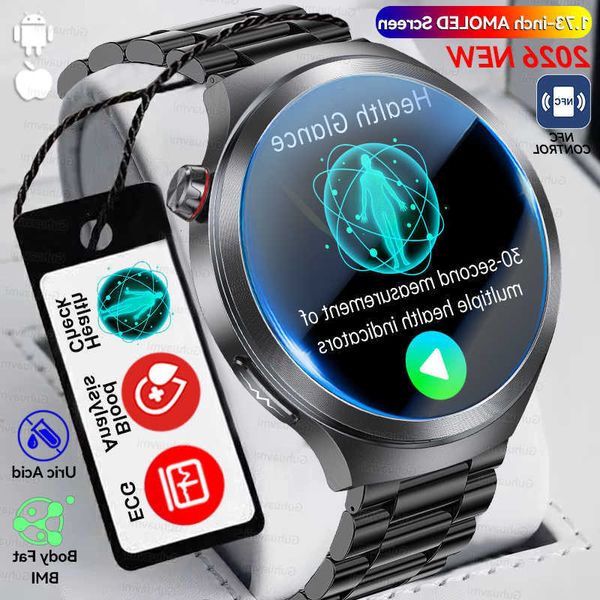 New Health 2026 Check Care Smart Watch for Man ECGPPG Accurate Uric Acid Blood Pressure Body Fat Fitness Waterproof WatchT260716