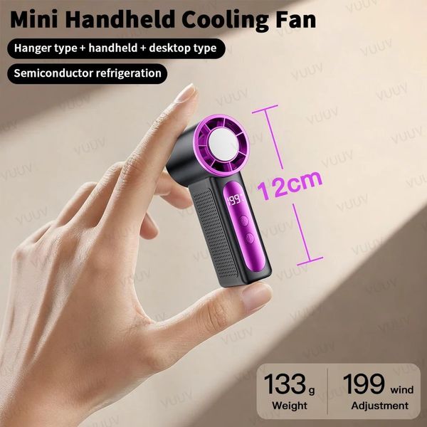 Rechargeable Portable Fan 2000mAh 5 Speed Mini Air Cooler with LED Display
