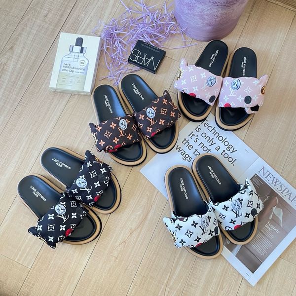 Slippers Designer sandals Sliders Women Men Pool Pillow Flat Mules Slides Print Embossed Summer Sandals Beach Shoes