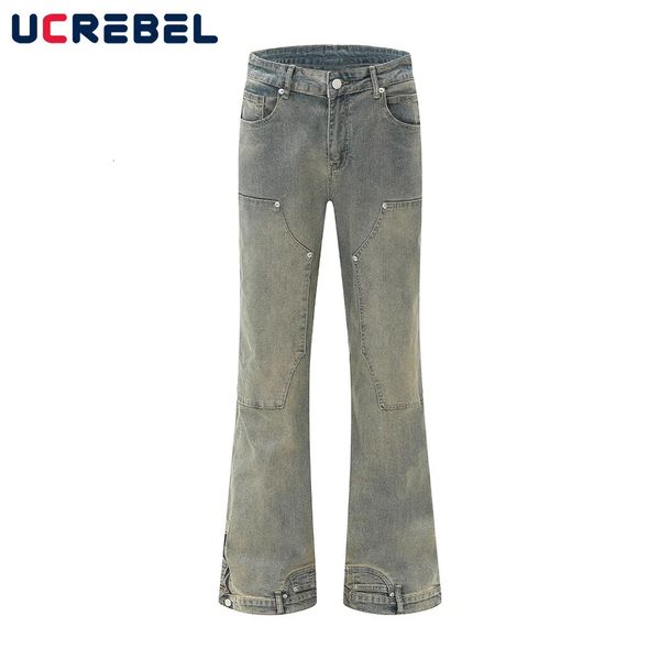 Retro High Street Double Knee Flare Jeans