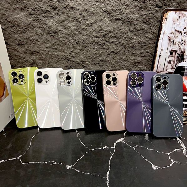 Iridescent Aurora CD Pattern Case iPhone 17 Pro Max, Apple 16, with Crystal Glass Lens Protector, Trendy for 15