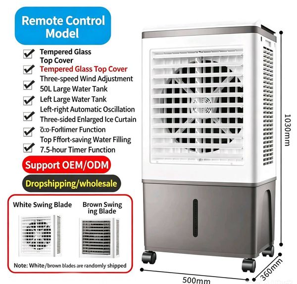 Swamp Cooler, 3880CFM Evaporative Air Cooler with 13.2Gal Water Tank, 3 Speeds, Remote, 120 Oscillation, Windowless, Custom 26Y0630