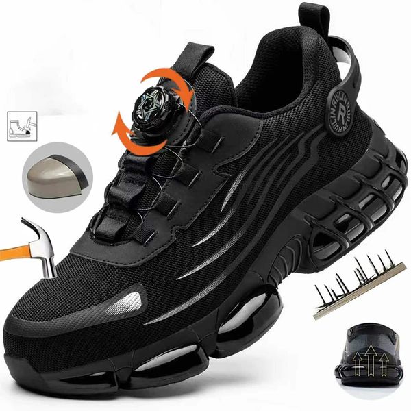 Indestructible Steel Toe Work Shoes for Men Women Rotating Button Safety Shoes Lightweight Construction Work Safety Shoes 260717