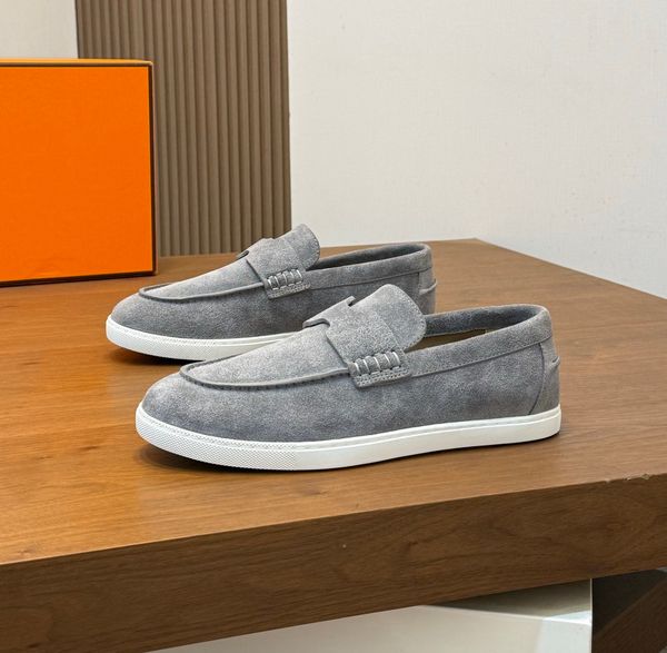 Luxury Dress Shoes Designer Men's Casual Loafers Soft Bottom Slip On Genuine Leather Shoes British Style Spring Fashion Single Shoes Breathable round Toe Shoes