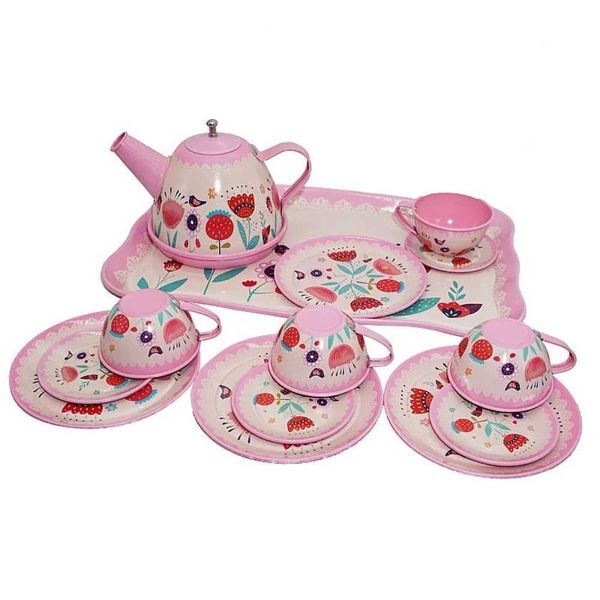Role Play Simulation Tea Set Tableware Metal Material Teapot Kitchen Toy Exquisite Early Education Afternoon Tea Pretend Play X260718
