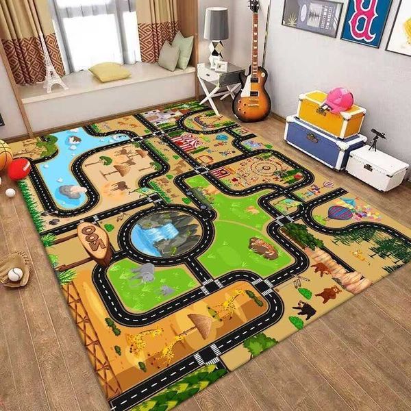 velvet Crystal childrens traffic map play mat parking lot pretend play road early education kindergarten carpet S260719CL1D