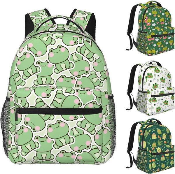 Cute Frog Print Backpack Large Capacity Laptop Bags Waterproof Lightweight Frog Accessories for Work Travel Bag Frogs Stuff L260720EEMZ