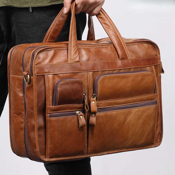 156 Leather briefcase mens briefcase inches business computer handbag cowhide crossbody bag leather briefcase H260720