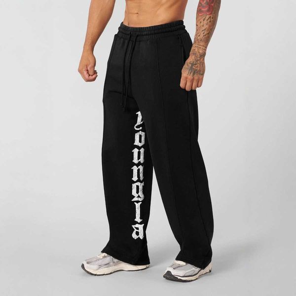 letter print casual pants joggers for muscle sports and fitness loose straight-leg cotton pants T260721