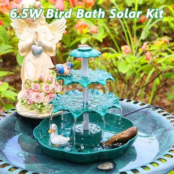 65W Solar Powered Bird Bath Fountain 3Tier Water Kit