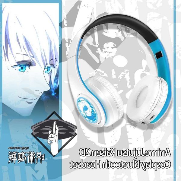 Anime Jujutsu Kaisen Gojou Cosplay Satoru Hint Tone Wireless Bluetooth Headset Head Mounted Plug In Card Mobile Phone Headphones H260722