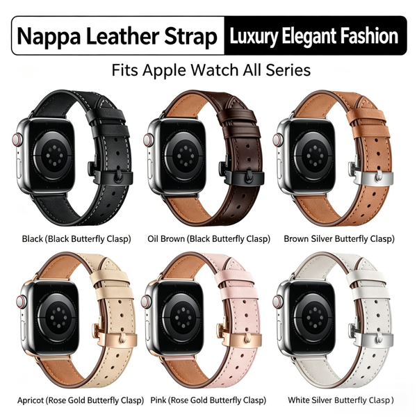 Premium Genuine Leather Iwatch Strap - Compatible with Series 11, 10, 9 & SE Models