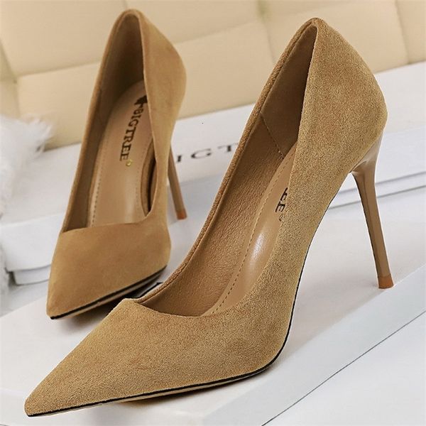 BIGTREE Shoes Suede Woman Pumps High Heels For Women Office Shoes Fashion Stiletto Heels Women Basic Pump Plus Size 42 43 260722