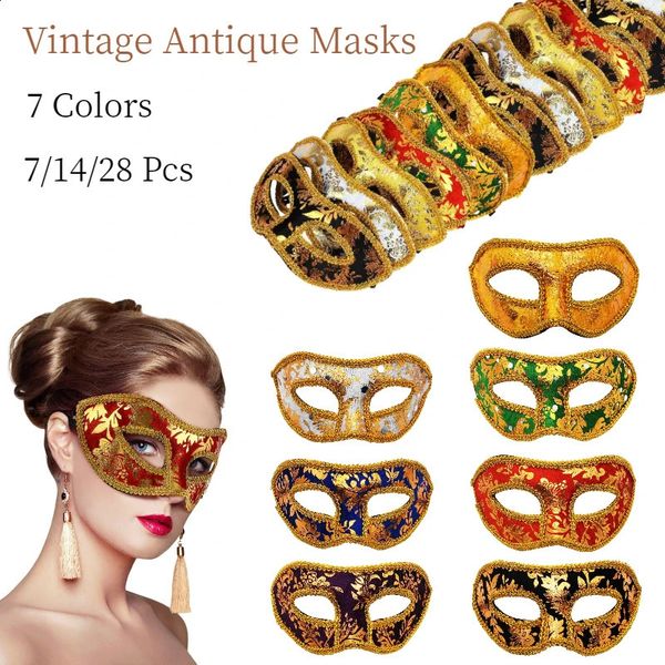 71428Pcs Mardi Gras Carnival Mask Venetian Masks Vintage Antique Masquerade Unisex Half Face Party 7 Colors 260722