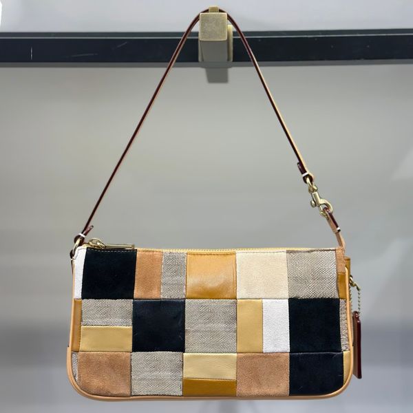 luxury plaza 25 patchwork shoulder bag vintage color block baguette daily crossbody handbag crossbody designer bag women Underarm Bag 2026