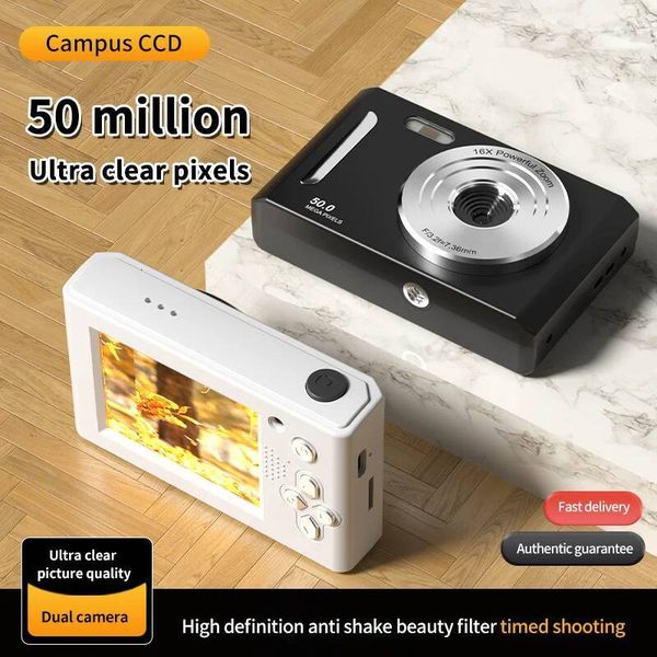4K Dual Flash 50 Million Pixel Retro 2.4 Inch Screen CCD Portable Card Entry-level 8x Digital Zoom Camera J260724