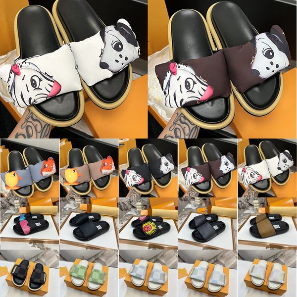 Designer Slippers Slides Pool Pillow Men Sandals Women Platform Slipper Summer Flat Mule Embossed Slide Sandal