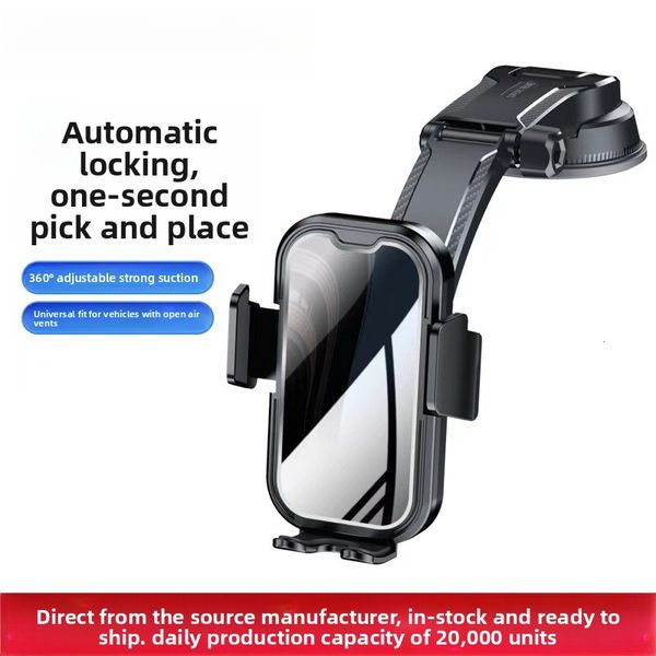 Mobile phone mount with 360-degree rotation, suction cup type dashboard, car navigation, and air vent support for in-car use