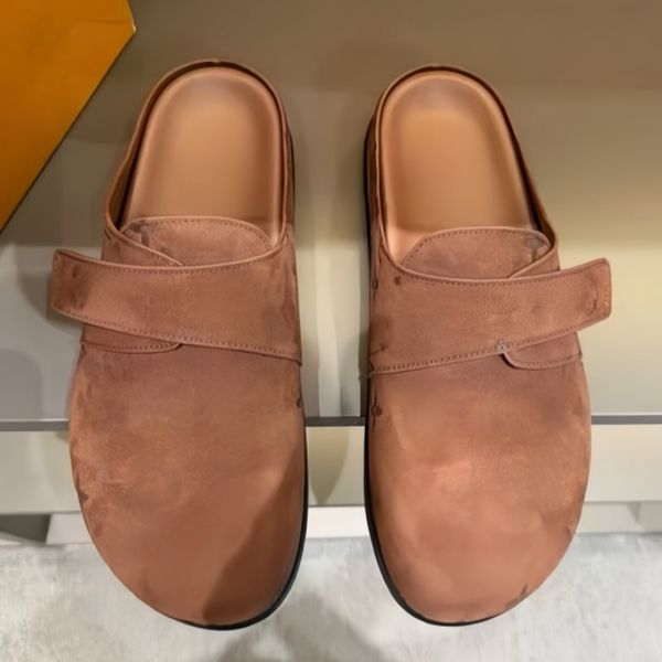 Men slippers designer shoes classic fashionable luxury printed summer beach comfortable waterproof genuine leather