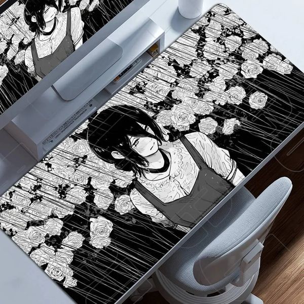 Ergonomic Mouse Pads & Wrist Rest Cushions HD Chainsaw Man XXL Pad Anime Reze Gamer Makima Gaming PC Accessories Mouse Large Desk Oversized Extended Full Desk 3O