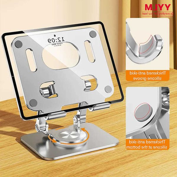 Mobile 360 Foldable Phone Holder 360 Degree Rotating Hollowed Tablet Riser Anti Slip Tablet Holder Height AdjustableT260727