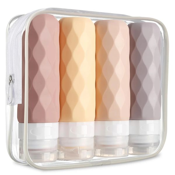 4 Pc/set Travel Bottles for Toiletries BPA Free Leak Proof Squeezable Size Containers Accessories Essentials 260727