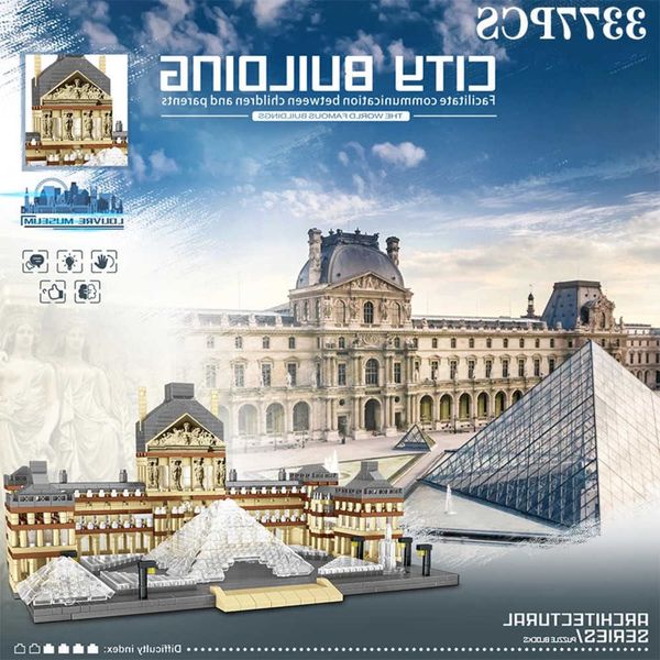 Louvre Model 3377PCS Building Blocks World Famous Attractions Architectural Model Bricks Desktop Decoration Toys Gifts For Adult J260728