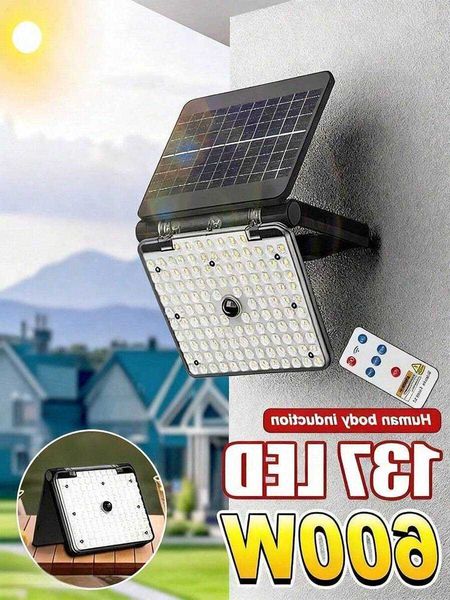 Solar Powered Camping Lantern Remote Control Motion Sensing 132 LED Beads 1000mAh Lithium Battery Monocrystalline Panel Dual Charging Solar USB 180 Deg H260729