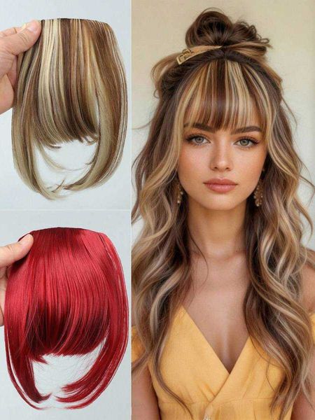 Synthetic Material Clip-On Bangs Hairpiece Available In Black Brown Blonde Suitable For Women H260729 from DHgate