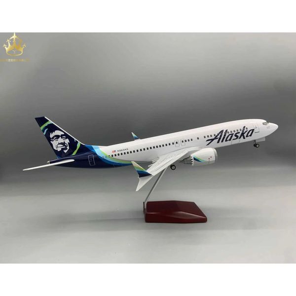 Alaska Airlines Boeing 737 Airplane Model 47cm Simulation Static Aircraft With Led Lights And Wheels For Aviation Enthusiasts C260729