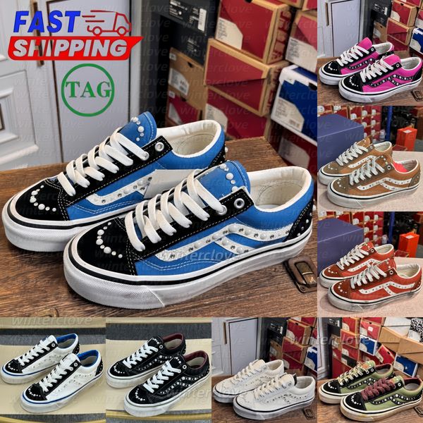 designer Pearl shoes canvas sneakers Black White Casual Low TopSneakers for Men Women Pink slip casual sneakers