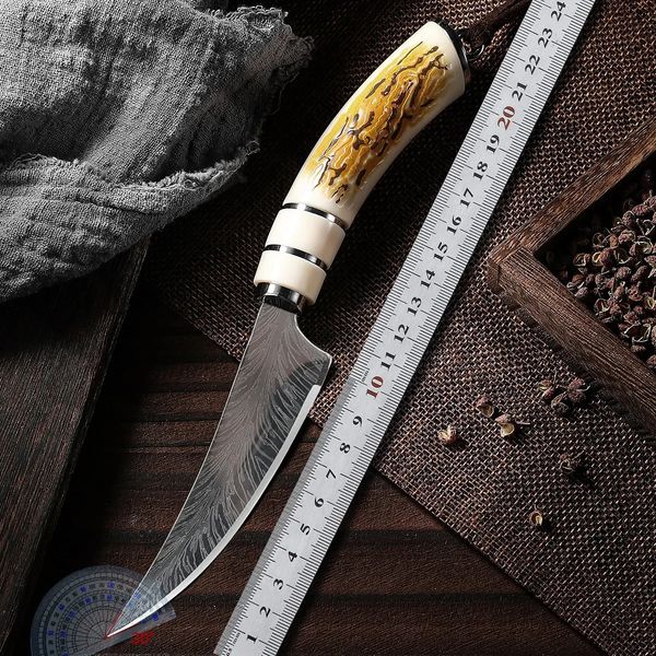 Boning knife with sharp curved blade for Kitchen High hardness forging Damascus texture Sharp fruit 260730