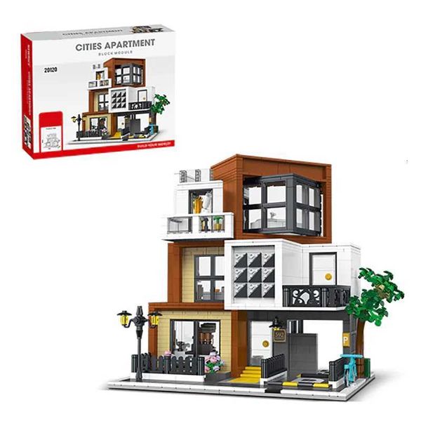 Cities Apartment Store House Buildings Sets City Lighting figures Stop 1399 PCS Model Modular Blocks X260731
