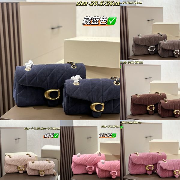 Designer Arrival Tabby Quilted Suede Shoulder Bag Vintage Gold Metal Chain Strap Removable Crossbody Handbag Two Size evening bag Shoulder Bag crossbody bag