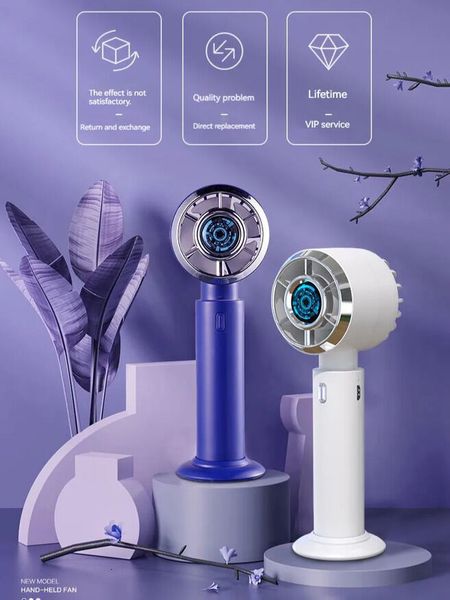 Practical Electric Fan 2000Mah USB Rechargeable Personal Mini Portable Portable Household Cooling Fan Handheld 3 Speeds Small Desk Fans Pocket Travel For Wome 3X