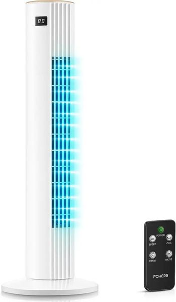 Quiet Bladeless Tower Fan for Bedroom with Remote 3 Modes 12H Timer