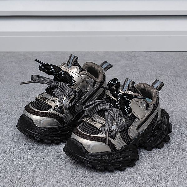

Kids Fashion Platform Dad Sneakers Breathable Mesh Sport Shoes Non-slip Wear-resistant Casual Shoes for Children Free shipping, Black