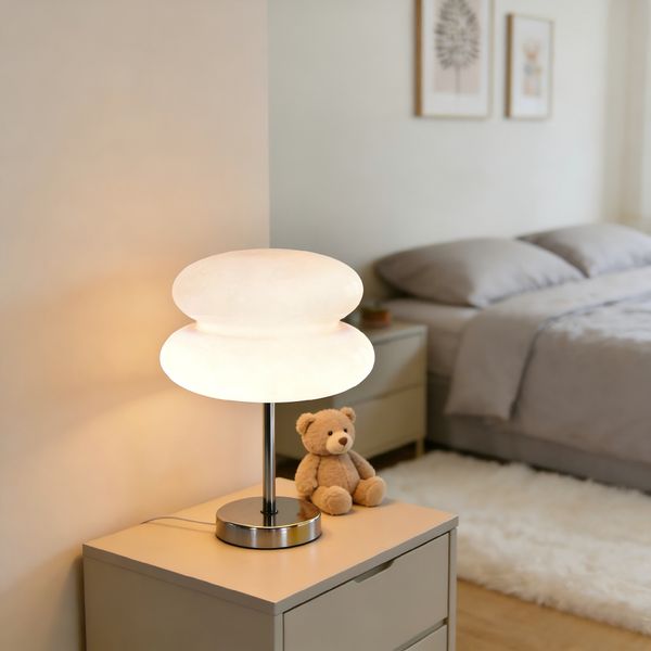 

Cream Style Bedside Ambient Night Light, Nordic INS Bedroom Table Lamp, 3-Color Dimmable Decor Lamp