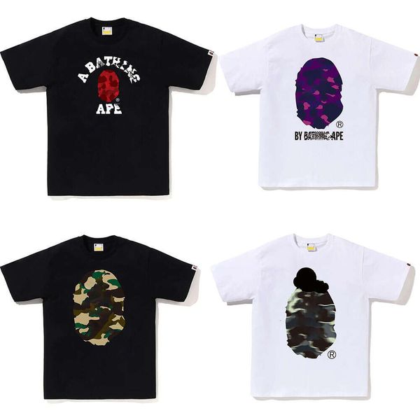 

shirt Designer Mens T-Shirts Cotton Short Printed Round-Neck Design Streetwear Brand Side Double Sided Camouflage Shark Tshirts Graphic Cashew Lightning, Be74