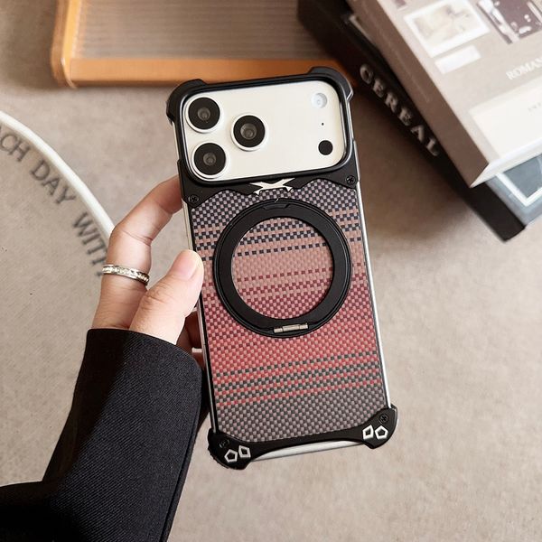 

iPhone 15 Pro Max Compatible Fastand Metallic Frame with Unique Fiberglass Design - Supports Seamless Apple MagSafe Accessories Integration, Desert gold