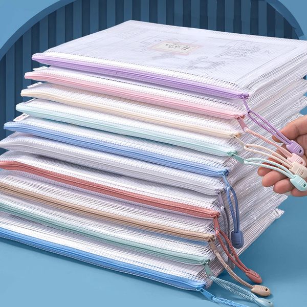 Plastic Mesh Zipper Bags, 30/10-Pack A4 and A5 Size Zippered Storage for Filing Organization