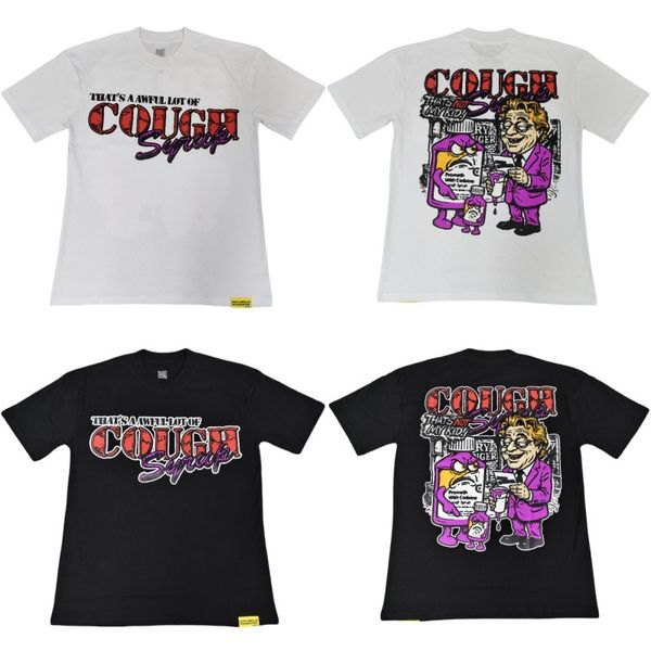 

THAT' A AWFUL LOT OF COUGH SYRUP Cartoon Print T-Shirt for Men, American Trendy Casual Short Sleeve Tee Summer Tops, Black