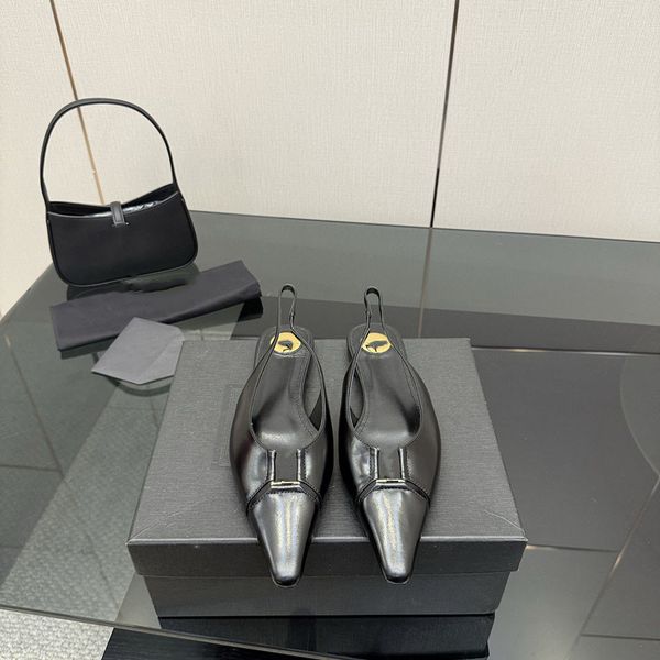 Babylone slingback Flats Luxury designer women pointed toe slip on patent leather flat shoes Genuine leather ladies dress shoes Factory footwear35-41