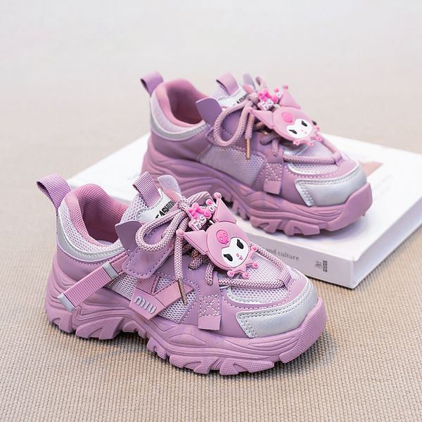 

Kids Chunky Sneakers for Girls Cartoon Breathable Casual Sports Shoes Non-slip Running Shoes for Children Lightweight Breathable Walking Shoes for Little Kids, Black